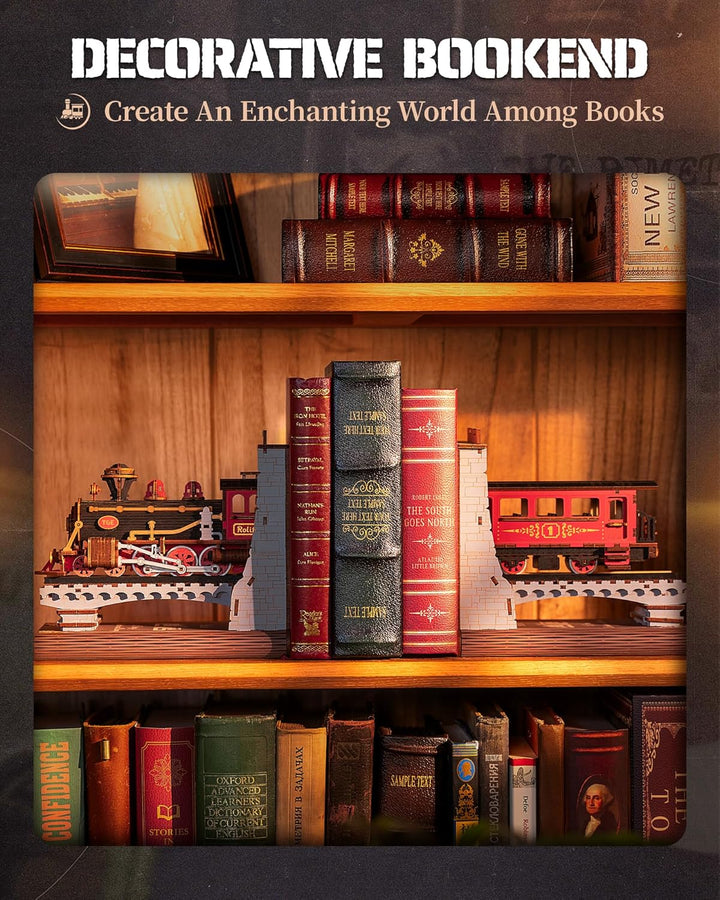 Rolife Book Nook Kit für Erwachsene Bookend DIY Miniature House für Buchstütze Bibliothek Bücherrega