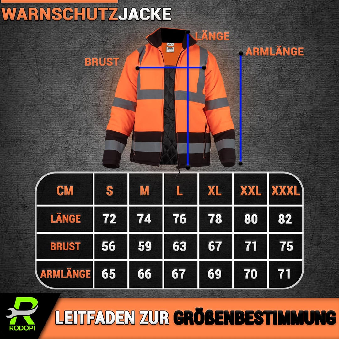 RODOPI FREEZ-Reflex Winter Arbeitsjacke Herren und Damen Gr.S-XXXL Reflektierende Jacke wasserdicht