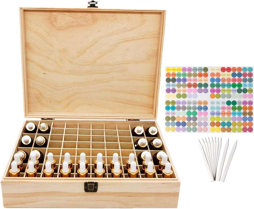 CHSEEA Ätherisches Öl Display Ständer Gestell Halter Organisator, 68 Löcher Holz Box Veranstalter Au