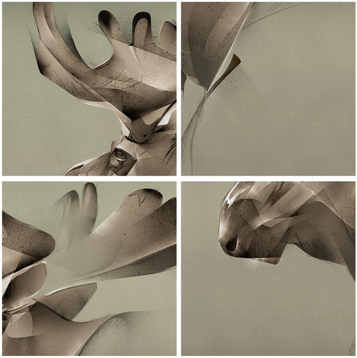 Panorama Bilder auf Leinwand 100x40cm Leinwandbild Elch Abstraktion Gross Wanddeko Bild Schlafzimmer