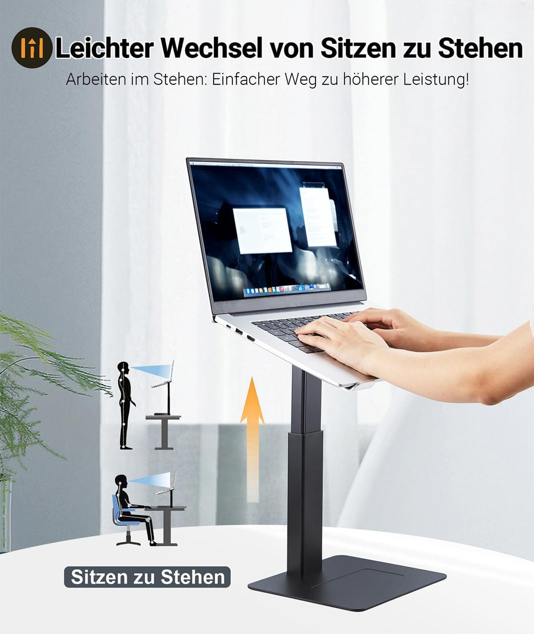 supamir Laptop Ständer Höhenverstellbar, Laptopständer für Schreibtisch, Stehen möglich, DJ Laptop S