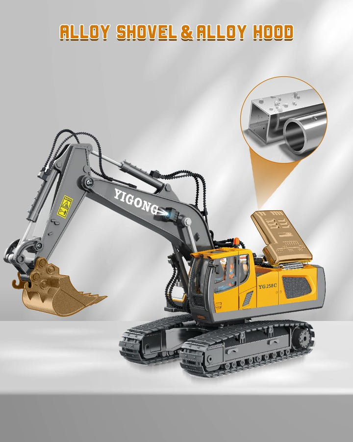 Trulloyoo Ferngesteuertes Auto ab 3 Jahre Bagger Spielzeug für Kinder Sand Fahrzeuge Metall Ferngest