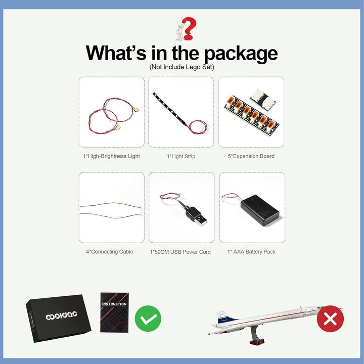 Beleuchtungsset für Lego 10318 Airbus Concorde, Nur Lichter Set, nicht Modell, Dekorative Beleuchtun