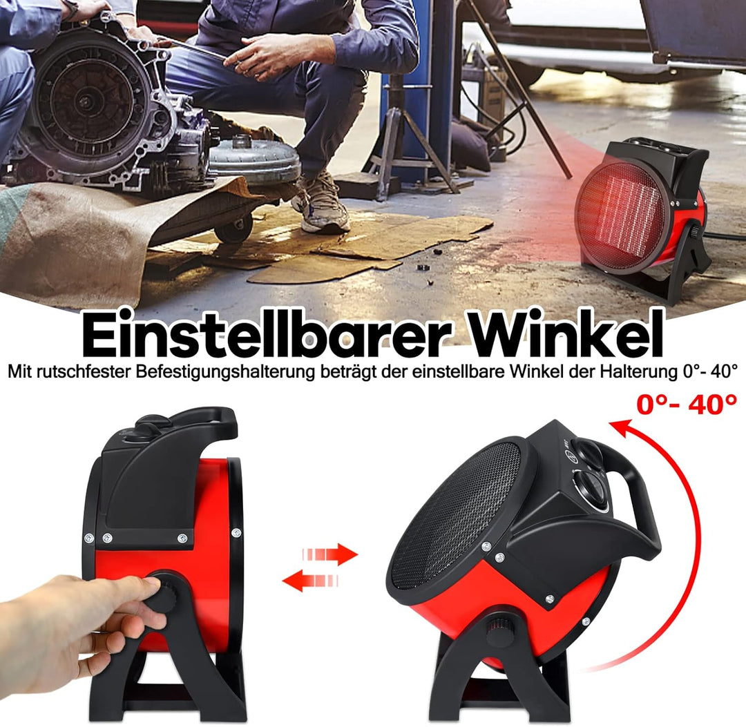 UISEBRT Heizlüfter Energiesparend 3000W - Keramik Heizgerät Bauheizer Elektroheizer mit Überhitzungs