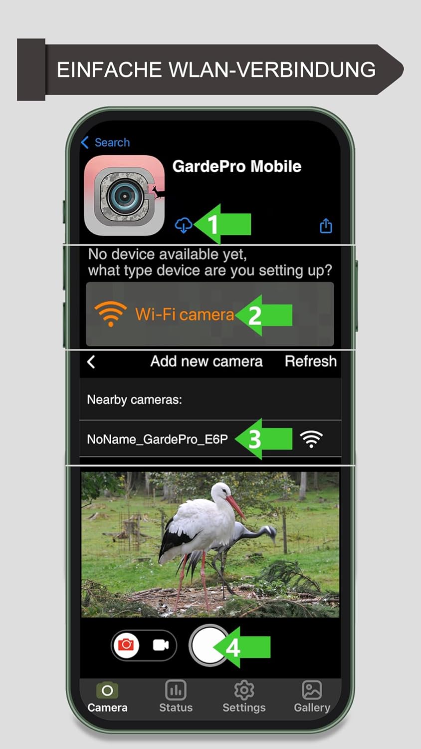 GardePro E6P Wildkamera WLAN, Wiederaufladbare 8000mAh Batterie 64MP 1296P, Wildtierkamera mit beweg