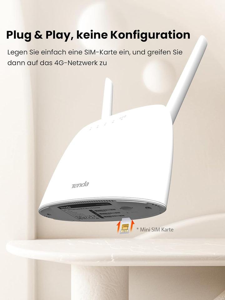 Tenda 4G09 4G LTE WLAN Router für SIM Karten (CAT6 AC1200 Dualband 2,4GHz: 300Mbit/s+5GHz: 867Mbit/s