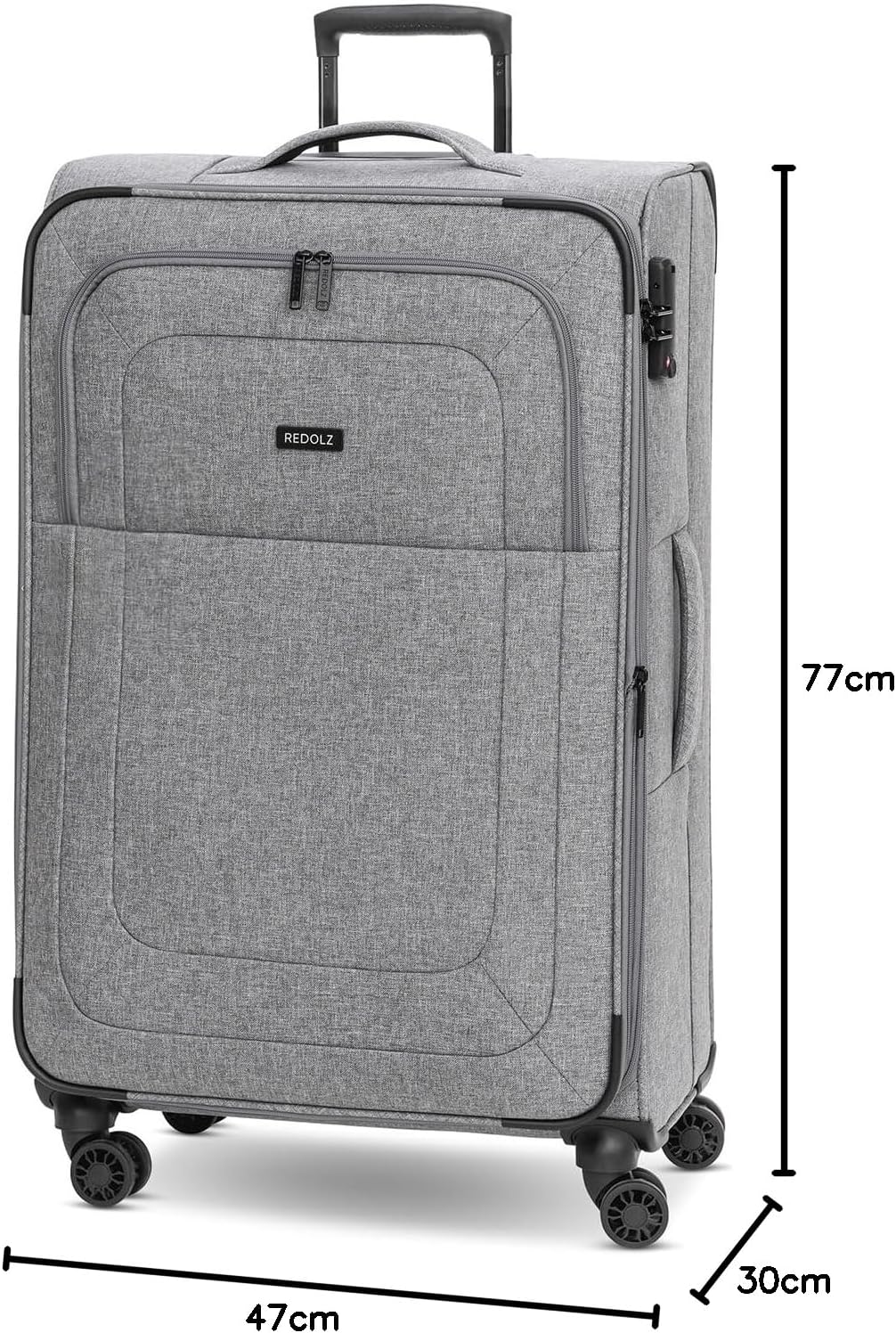 REDOLZ grosser Weichschalen Koffer für Damen & Herren | Leichter Trolley 77 cm mit 4 Doppelrollen &