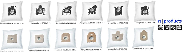 rs-products I 50x Staubsaugerbeutel kompatibel zu Swirl X351 / X 651, passend für Hoover Freespace,