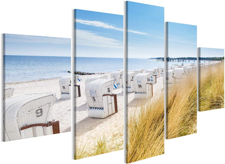 islandburner Bild auf Leinwand Blick Von Einer Düne Am Strand Stühle Wandbild Poster Kunstdruck Bild