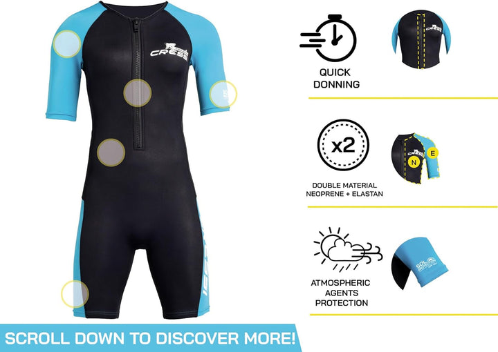 Cressi Tiburon Lady Shorty Wetsuit 2 mm - Shorty Neoprenanzug für Frauen zum Schnorcheln, Schwimmen