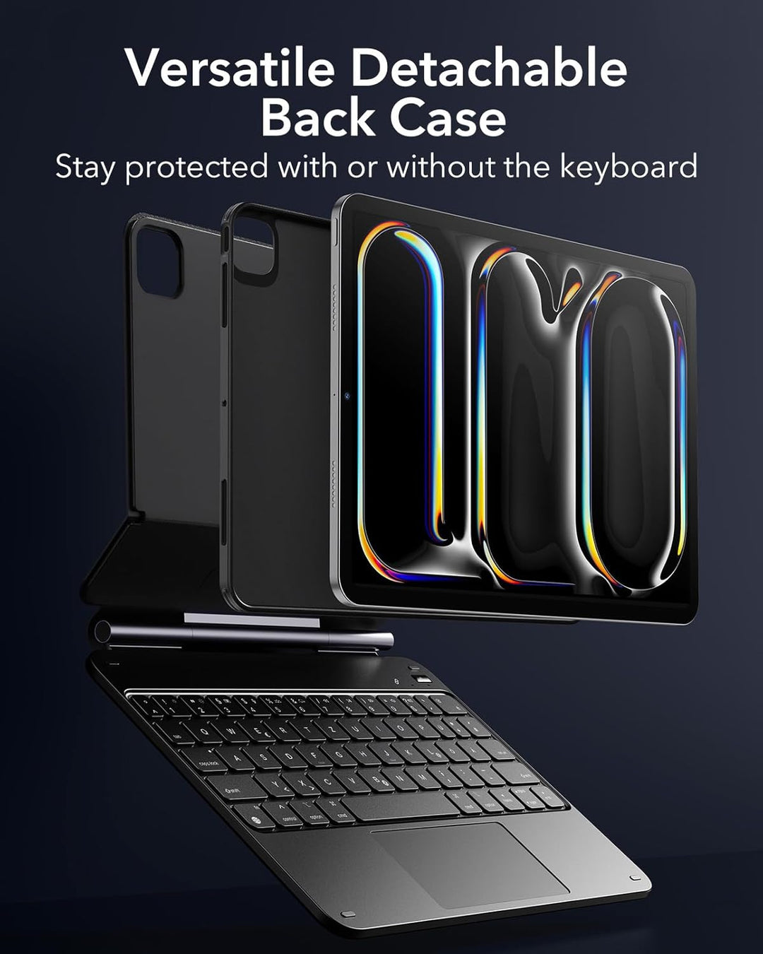 ESR iPad Pro 11 Zoll (M4 2024) Hülle mit Tastatur, Tastaturhülle mit einzustellendem Magnetständer,