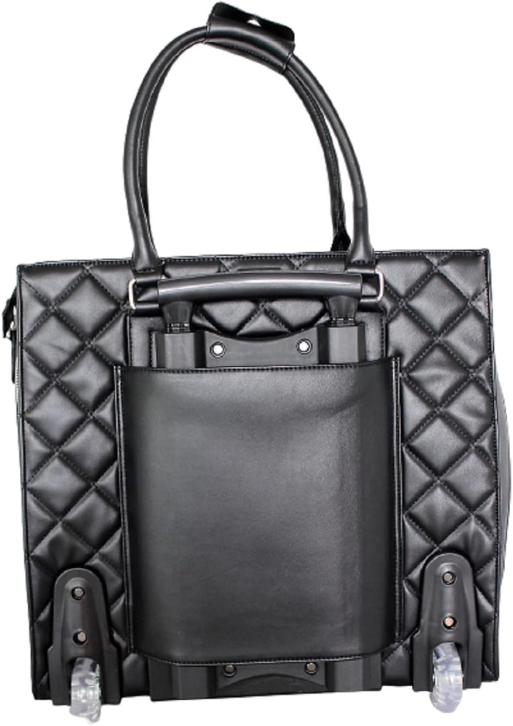 Bowatex Aktentasche Damen Trolley Laptoptrolley Karo Schwarz Leicht