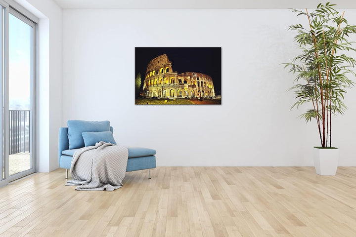 deyoli Kolosseum in Rom Format:90x60 cm als Leinwandbild, Motiv fertig gerahmt auf Echtholzrahmen, H