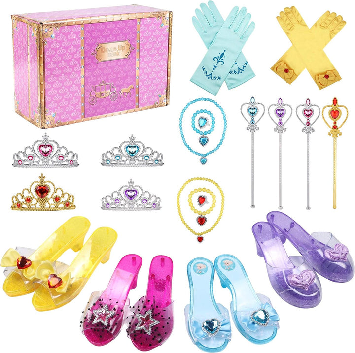 Tacobear Prinzessin Kostüm Zubehör Prinzessin Schuhe Mädchen mit Krone Zauberstab Halskette Ring Arm