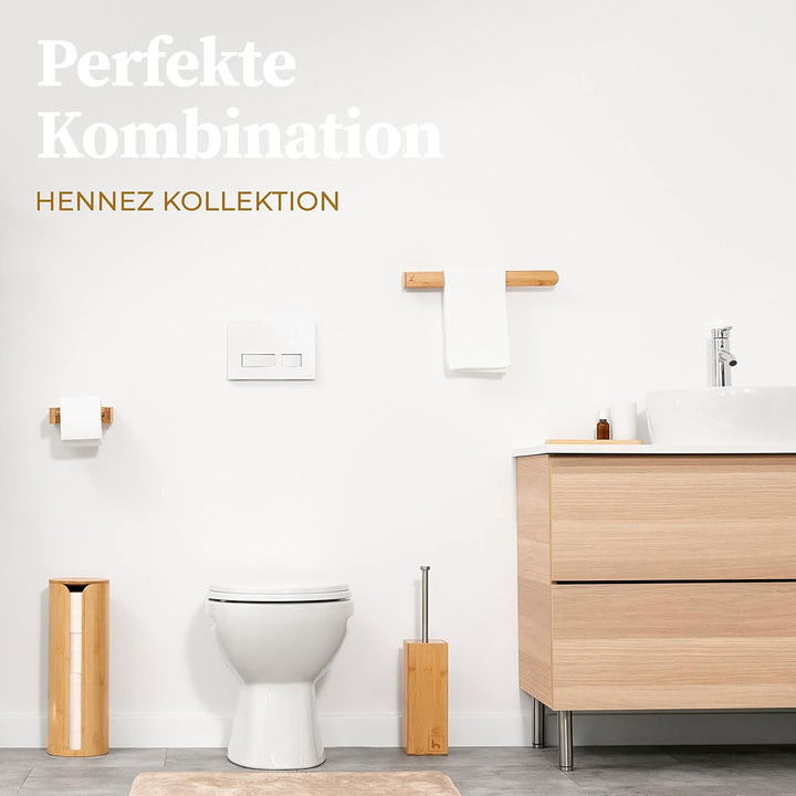 Hennez Handtuchhalter ohne Bohren - Handtuchhalter Bad aus Bambus - Selbstklebende Handtuchhalter mi