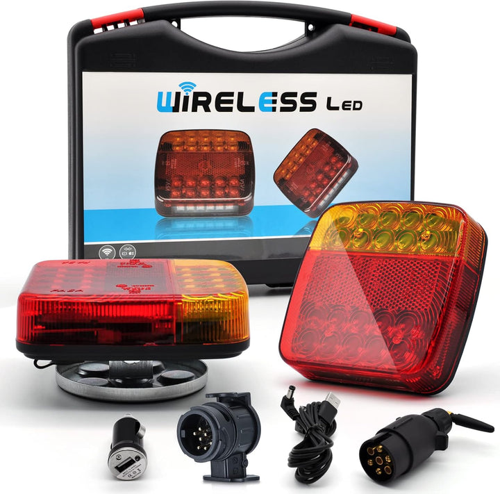 Dinfu Rückleuchten Kabellose LED Anhänger mit Magnet, 12V-24V led Rückleuchten mit 7/13 Polig Stecke
