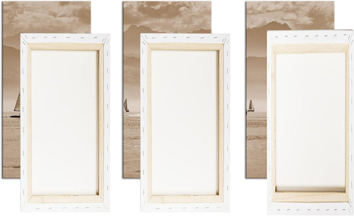 deyoli Meer voller Segelboote Format: 3Teilig als Leinwand, Effekt: Sepia, Motiv fertig gerahmt auf