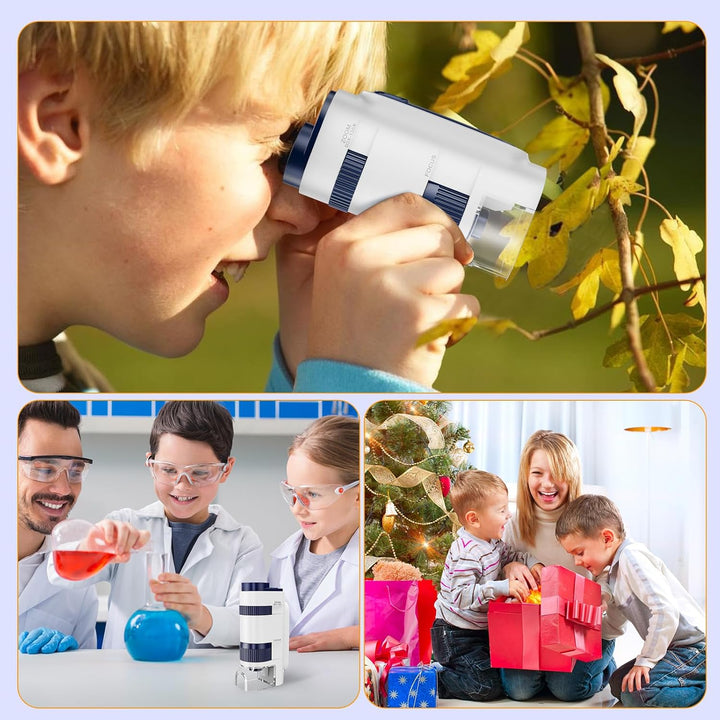 BEBANG Mikroskop für Kinder, 60x-135x Taschenmikroskop, tragbares Labormikroskop mit Einstellbarer L