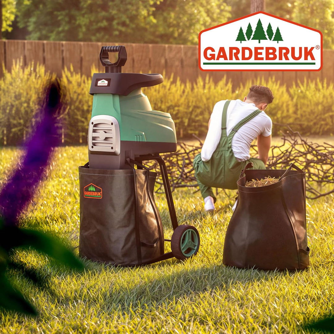 Gardebruk® Leisehäcksler 3100 W max. 44 mm Aststärke Elektrisch 2 x 60 L Auffangbeutel Gartenhäcksle