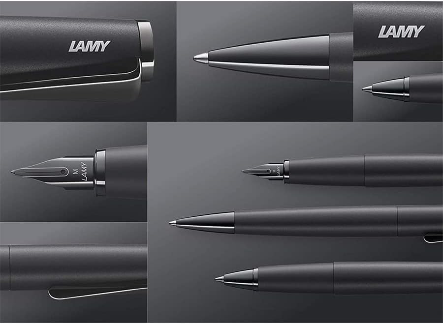 Lamy studio Füllhalter 069 - Füller aus Edelstahl in schwarz-grünem Lack-Finish mit einem polierten