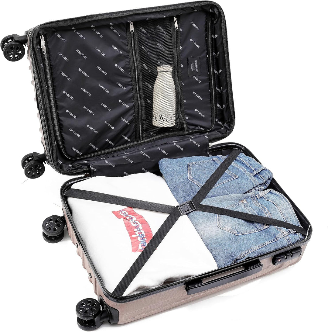 BEIBYE Kofferset Rollkoffer Koffer Hartschale,TSA Schloss, Zwillingsrollen, Erweiterung (Champagner,