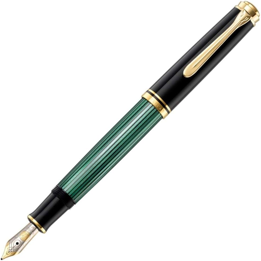 Pelikan Kolbenfüllhalter Souverän M 600 schwarz/grün Bicolor-Goldfeder EF Federbreite EF, Federbreit