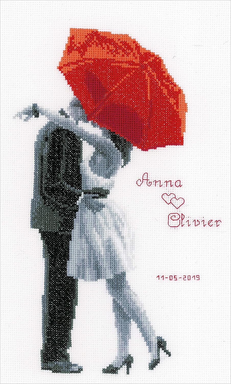 Vervaco PN-0166096 Hochzeit Küssendes Paar Zählmusterpackung, Baumwolle, mehrfarbig, 20 x 31 cm / 8"