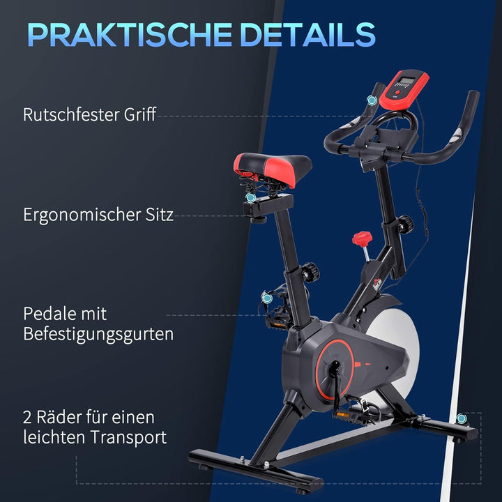 HOMCOM Indoor Cycling Bike Trainer Home Gym Fahrradtrainer Fitnessfahrrad 85 x 46 x 114