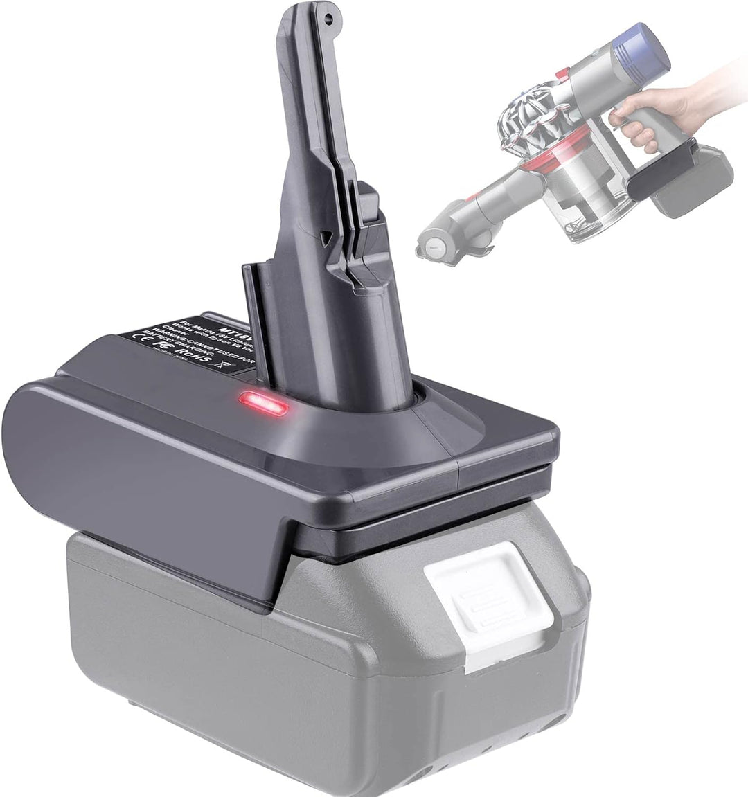 URUN für Dyson V8 Akku Adapter, MT18V8 Konvertiert für Makita 18V Lithium Akku Kompatibel für Dyson