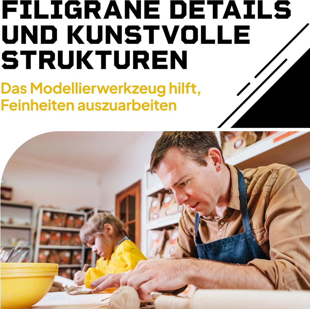 DIBYS Töpfer-Set für Kinder & Erwachsene | Mit Modellier-Werkzeug, Ton lufttrocknend & grau, Farbe &
