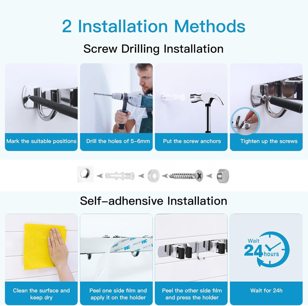 WECUTE Besenhalterung Wand 2 Stรผck Gerรคtehalter Hakenleiste Besenhalter Gartengerรคtehalter Gartenger