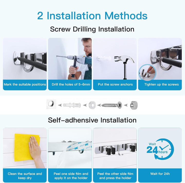 WECUTE Besenhalterung Wand 2 Stรผck Gerรคtehalter Hakenleiste Besenhalter Gartengerรคtehalter Gartenger