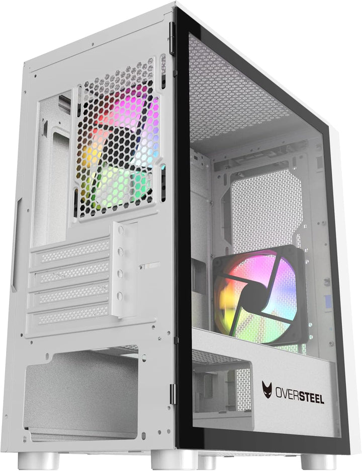 Oversteel - Aeris Gaming PC Gehäuse kompatibel mit Micro ATX und ITX Boards, 2 120mm RGB Lüfter, Mes