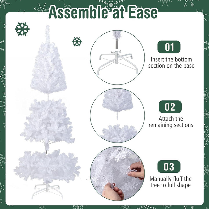 DREAMADE 150/180/210/240cm Weihnachtsbaum Weiss, Künstlicher Tannenbaum mit Metallständer, Christbau