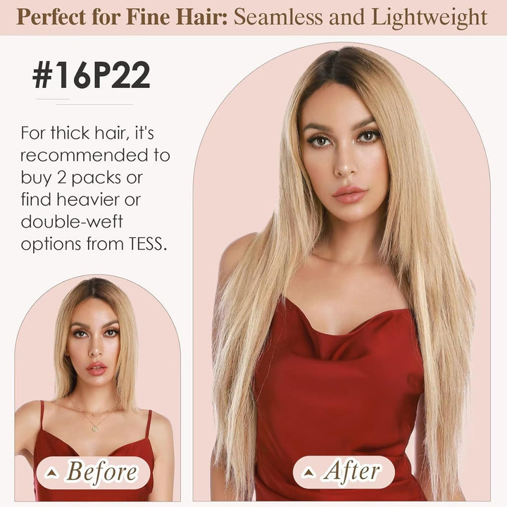 TESS Clip in Extensions Echthaar, 8pcs Clip in Haarverlängerung Remy Echt Haare Natürliche 18 Clips