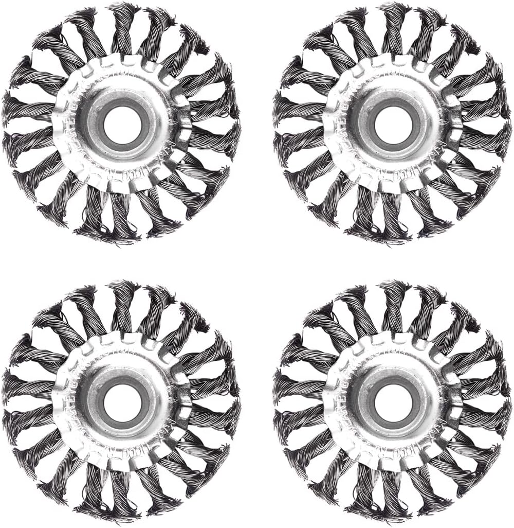 ATOPLEE Drahtradbürste, gedreht, geknotet, 4 Stück 100mm Karbonstahl-Drahtrad für Winkelschleifer, f