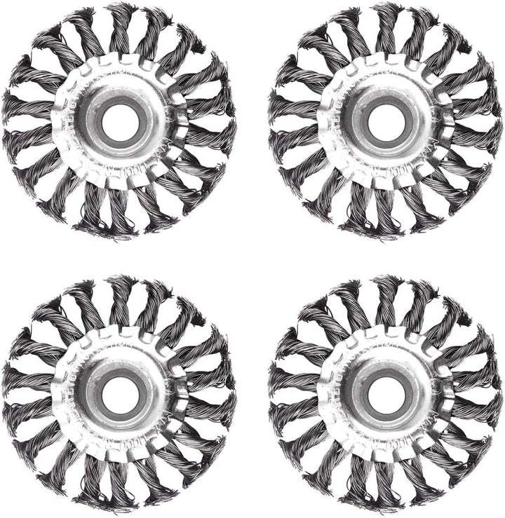ATOPLEE Drahtradbürste, gedreht, geknotet, 4 Stück 100mm Karbonstahl-Drahtrad für Winkelschleifer, f