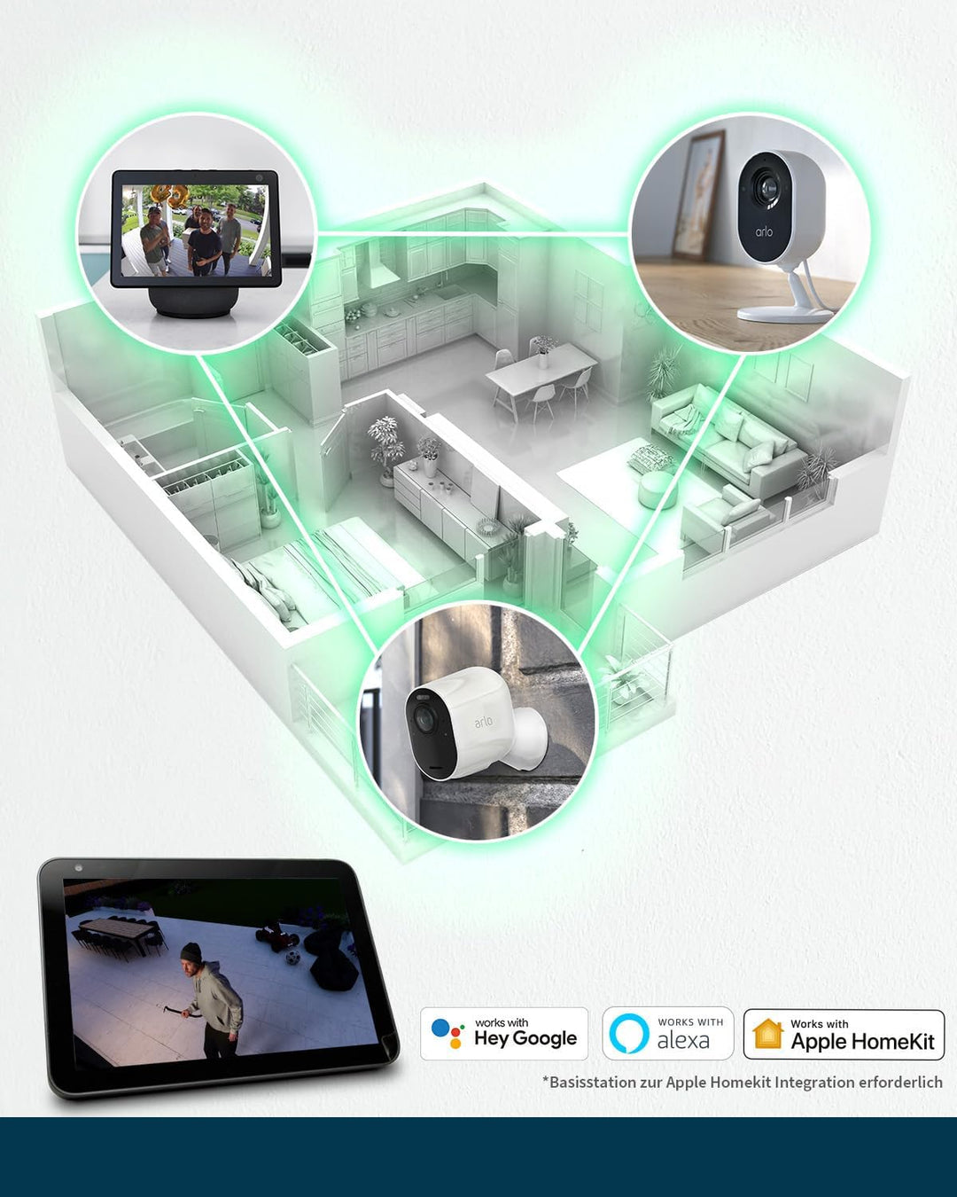 Arlo Ultra 2 Überwachungskamera Aussen WLAN, Kabellos, 4K UHD Qualitätsprodukt, 180° Sichtfeld, Spot