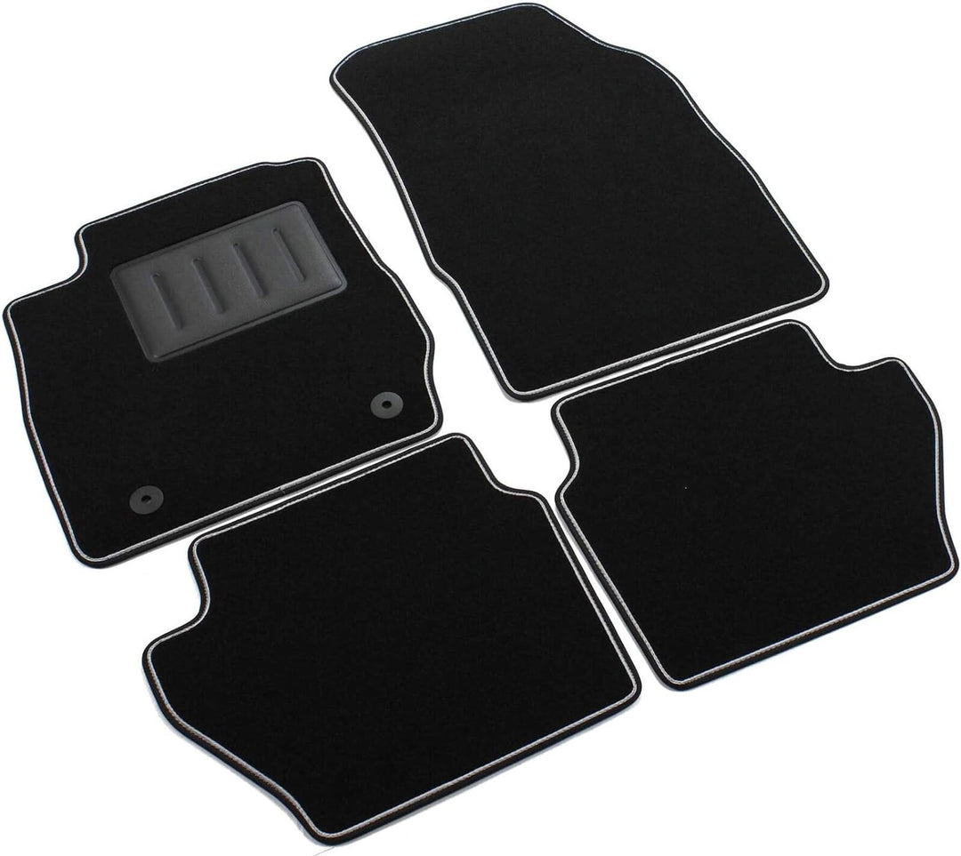 Das Teppich Auto, sprint01302, Fussmatten Teppiche Schwarz Rutschfest, verstärkter Rand, zweifarbig,