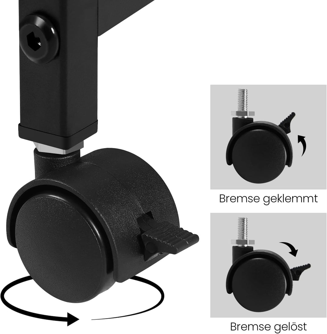 WOLTU Beistelltisch Couchtisch Sofatisch Nachttisch, mit Rollen, feststellbar, 3 Ablagen 1 abnehmbar