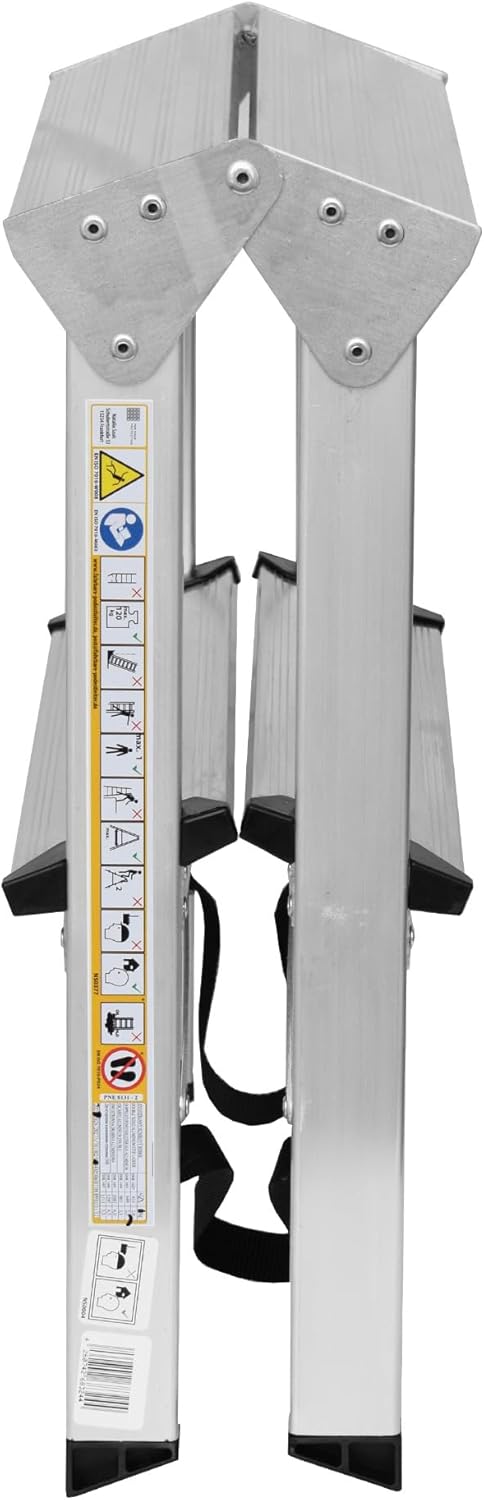 Zweiseitige Aluleiter Klappleiter Haushaltsleiter 2x2 Stehleiter Tragkraft 125kg EN131 | 2 Stufen /