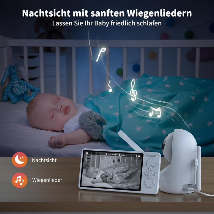 5,5 Zoll Babyphone mit Kamera Codnida 3MP HD Video Babyfon Camera,Baby Camera mit Bewegungsmelder un