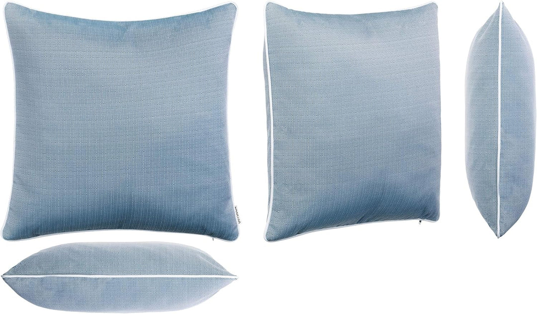 Brandsseller 6er Set Outdoor Kissen 45x45 cm – Wetterfeste Zierkissen mit Paspel in Walzoptik – Wass