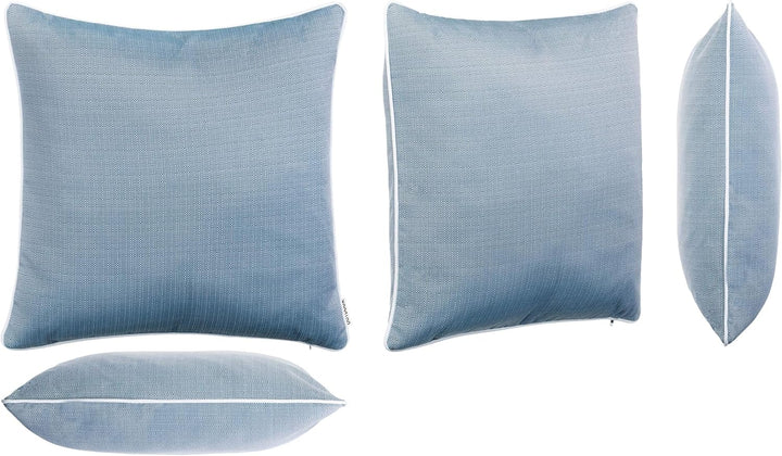 Brandsseller 6er Set Outdoor Kissen 45x45 cm – Wetterfeste Zierkissen mit Paspel in Walzoptik – Wass