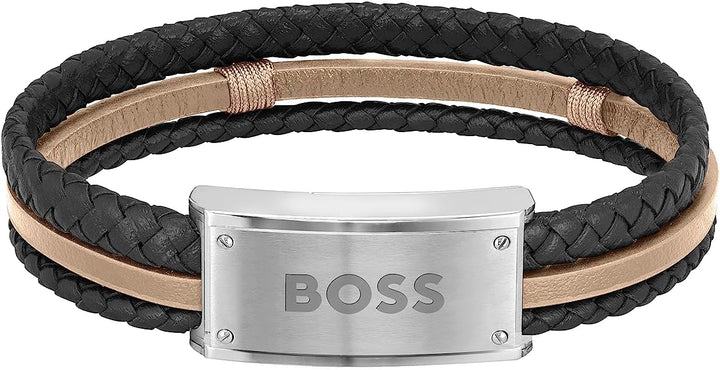 BOSS Jewelry Lederarmband für Herren Kollektion GALEN Beige, Beige