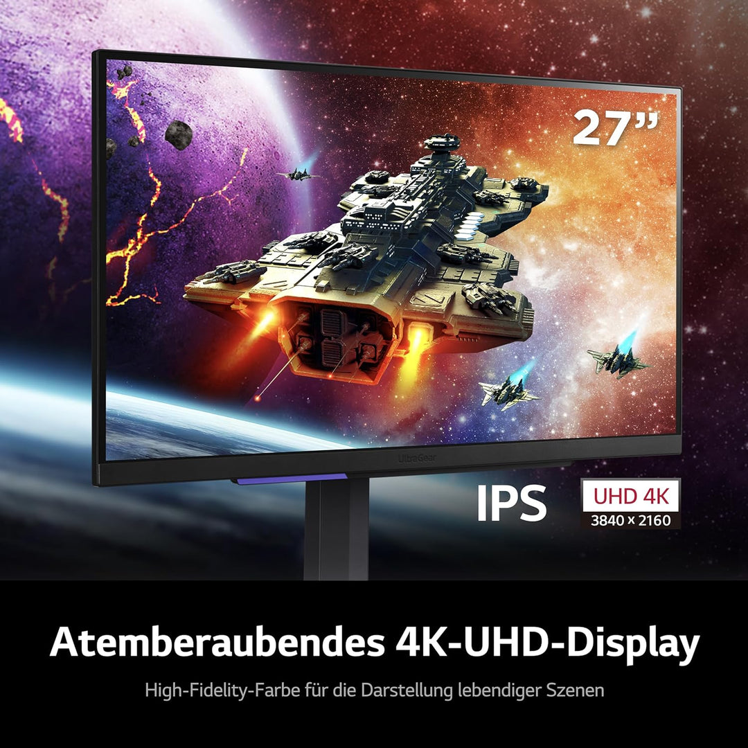 LG Ultragear 16:9 UHD Gaming Monitor 27GR93U-B - 27 Zoll, IPS-Display, HDR10, AMD FreeSync, Grau/Sch