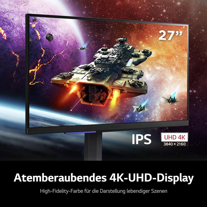 LG Ultragear 16:9 UHD Gaming Monitor 27GR93U-B - 27 Zoll, IPS-Display, HDR10, AMD FreeSync, Grau/Sch
