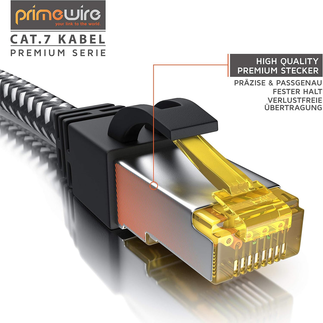 CSL - 30m CAT.7 Netzwerkkabel Gigabit Ethernet LAN Kabel 3 Meter, Baumwollmantel, 1Gbit Patchkabel,