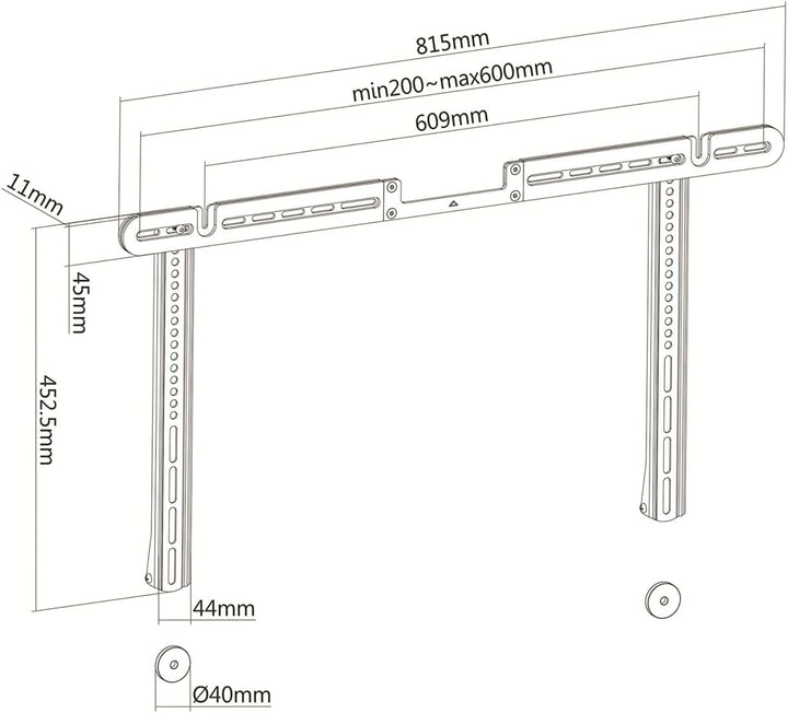 PureMounts Lautsprecher-Halterung zur direkten Montage am TV, kompatibel mit Sonos Arc, Traglast: 10