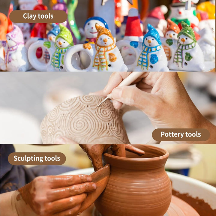 xiaowanwan 30 Stück Modellierwerkzeug Ton,Töpferwerkzeug Set,Sculpting Keramik Clay Tools,Polymer Cl